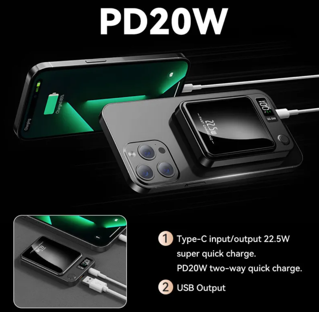 Magnetic 12000mAh Wireless Power Bank